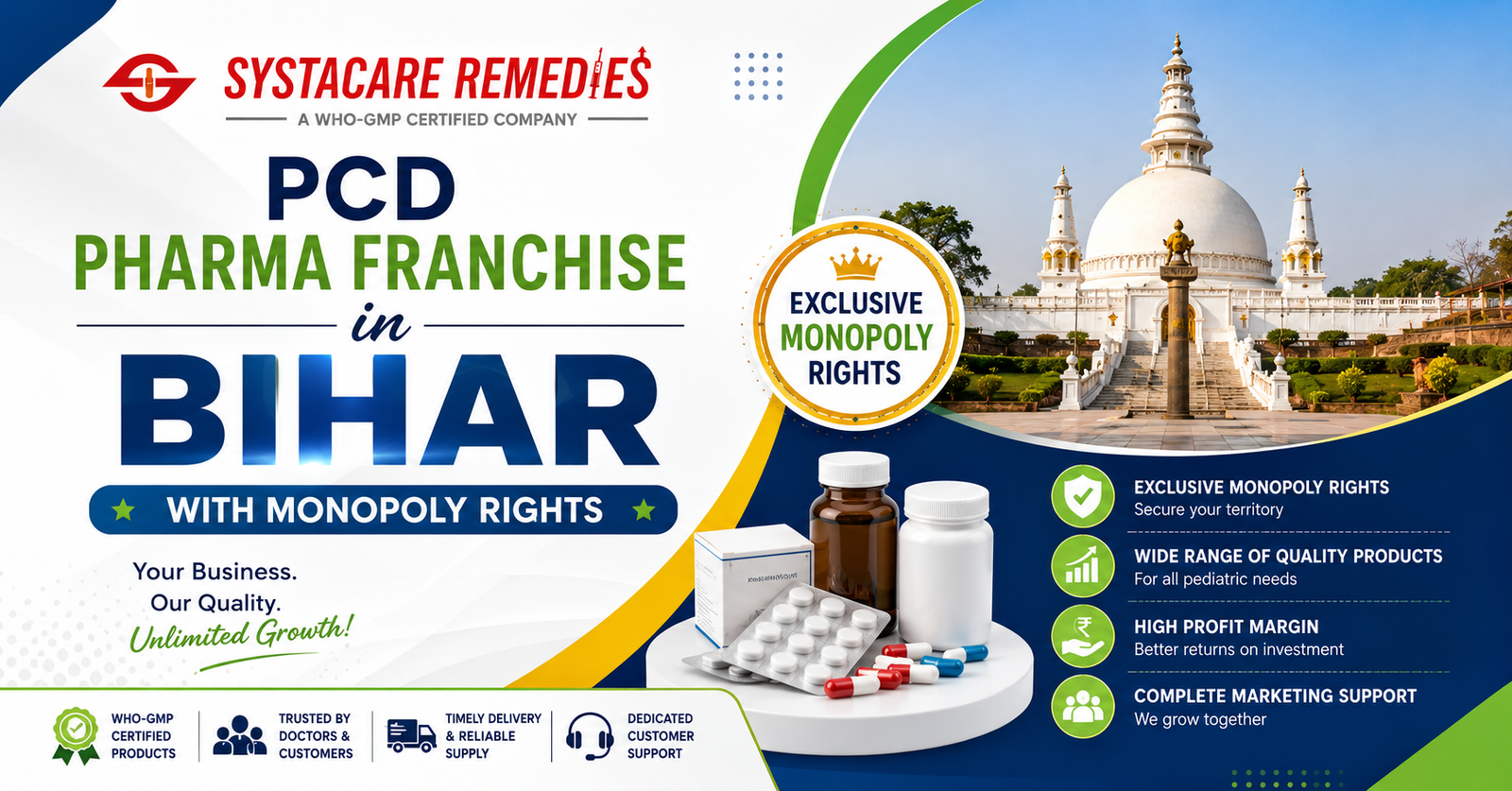 PCD Pharma Franchise in Bihar with Monopoly Rights